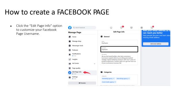 FB page creation